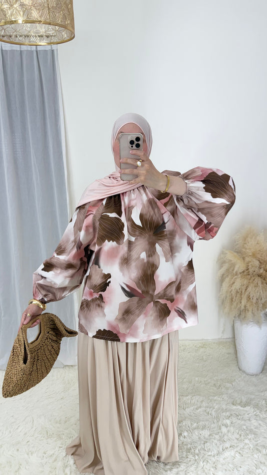 Blouse Fleurie | Taupe