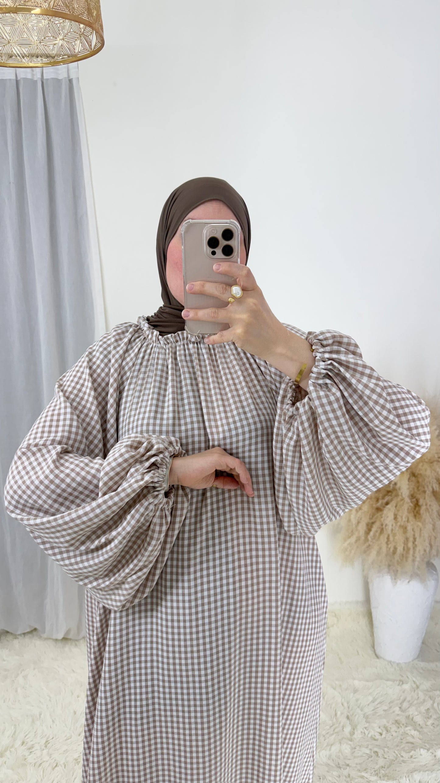 Abaya Vichy | Taupe