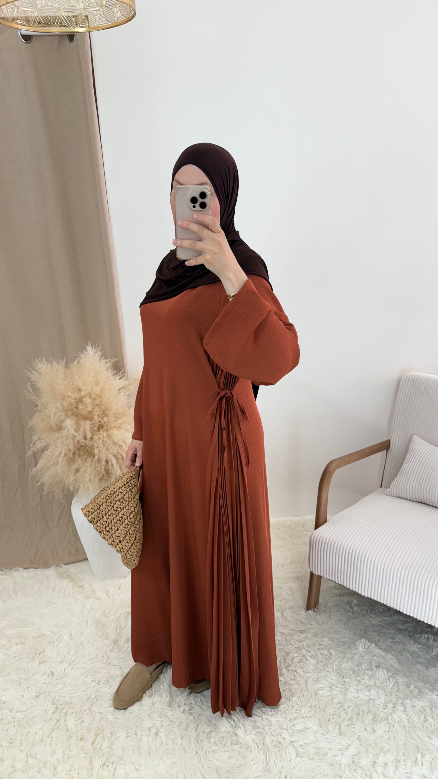 Abaya plissé | Brique