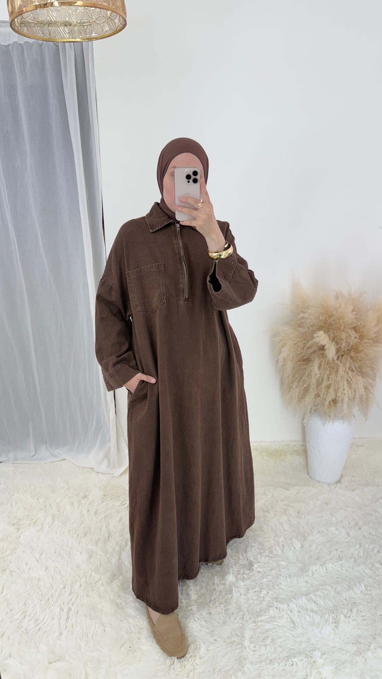 Abaya Denim Oversize | Chocolat