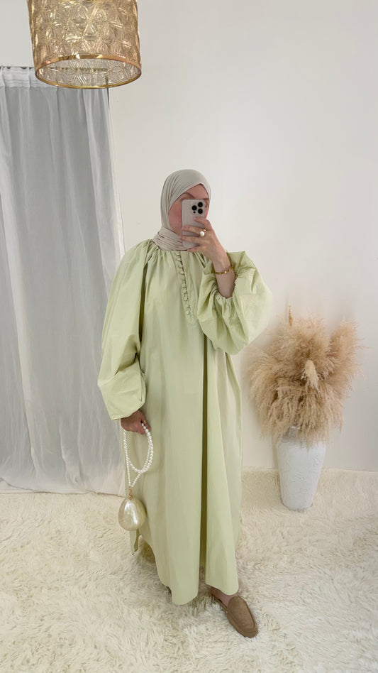 Abaya 100% Coton manches bouffantes