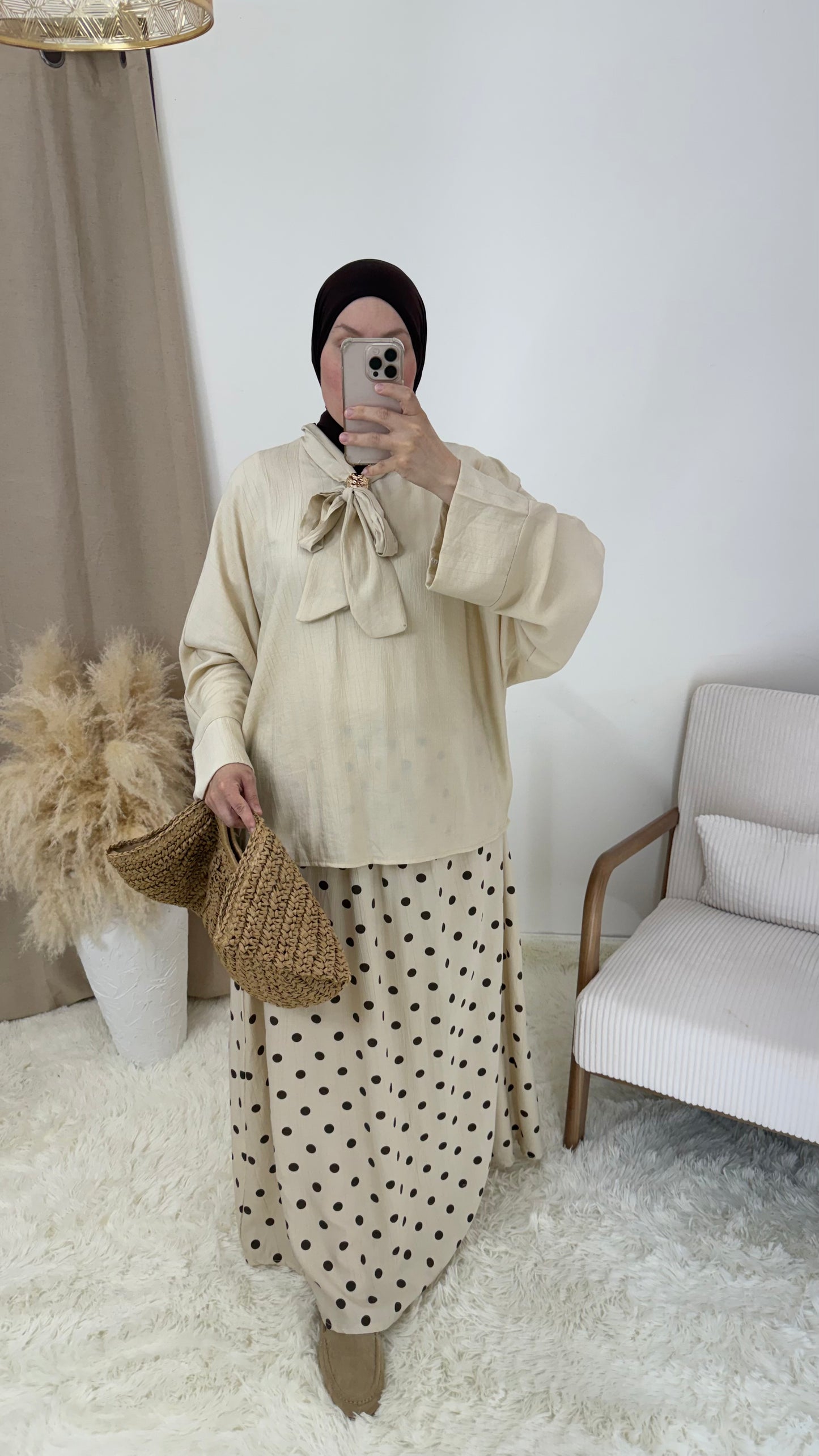 Ensemble à pois | Beige