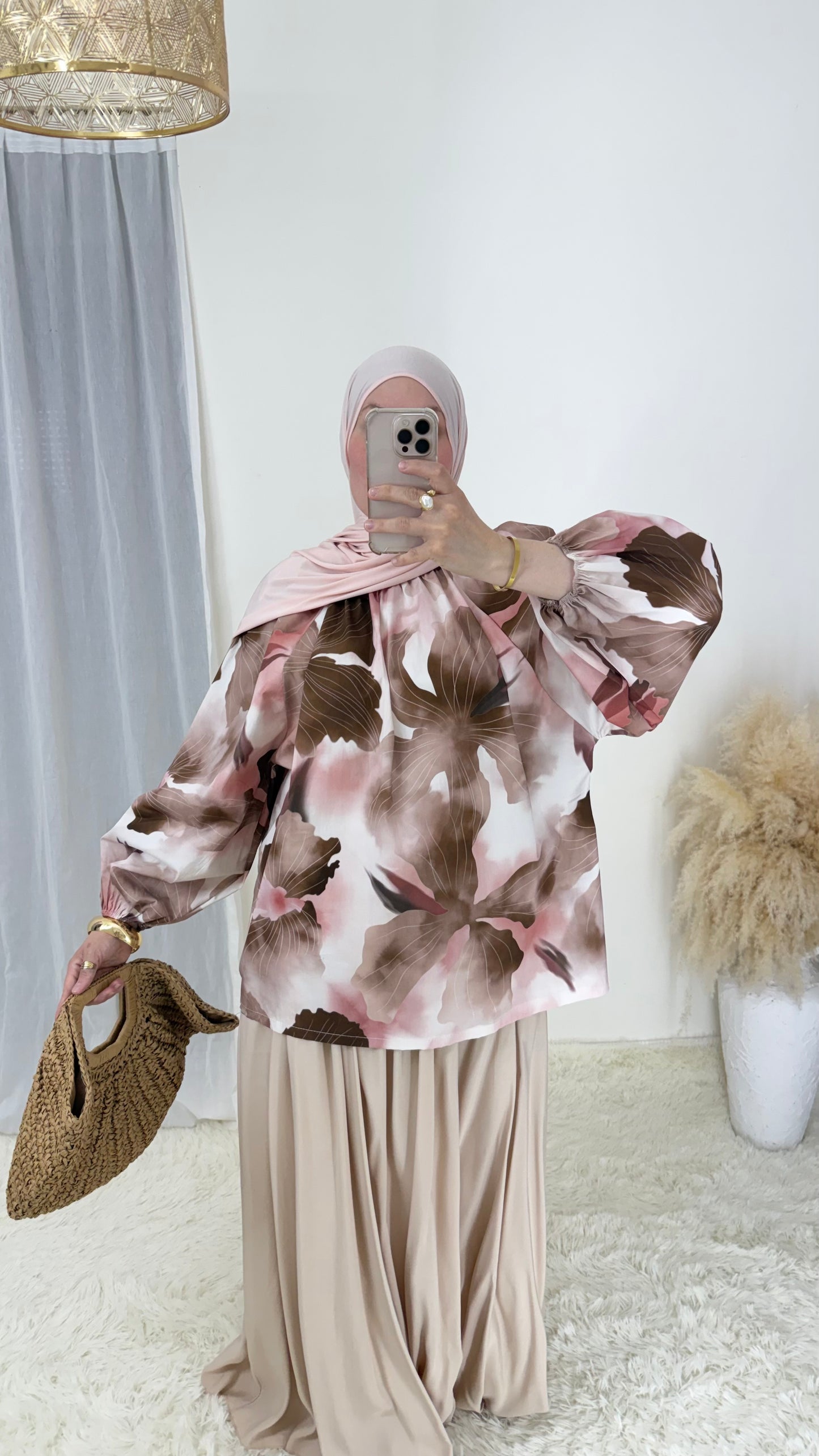 Blouse Fleurie | Taupe