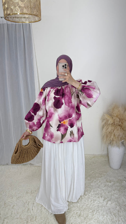 Blouse fleurie | Rose