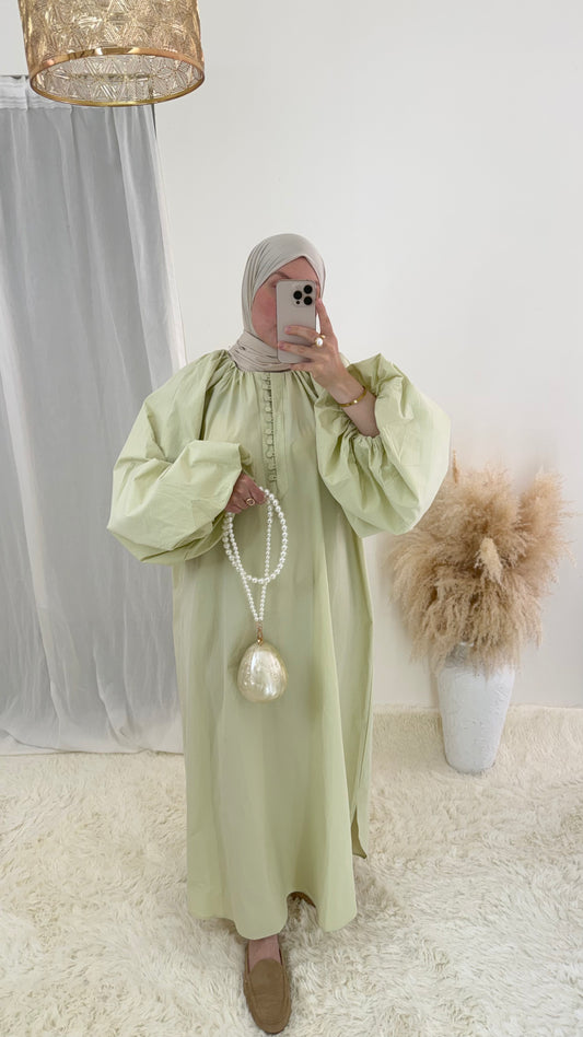 Abaya 100% Coton manches bouffantes