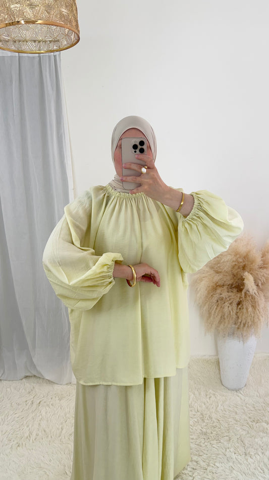 Ensemble Khadija | Jaune pastel