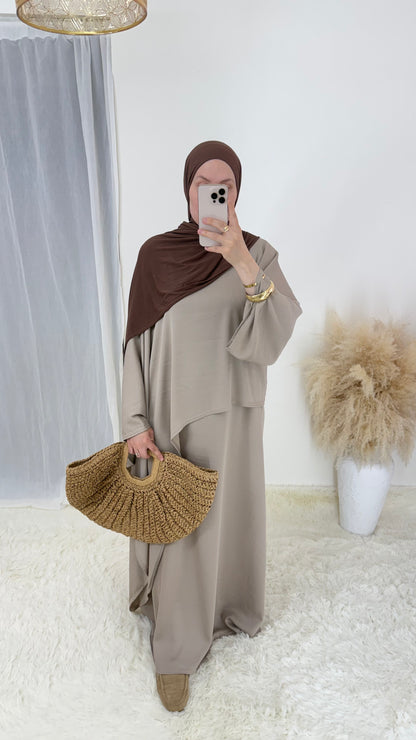 Ensemble robe & haut asymétrique Doria |Taupe