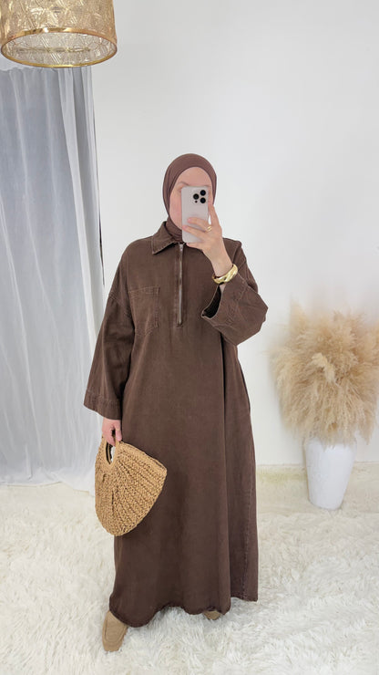 Abaya Denim Oversize | Chocolat