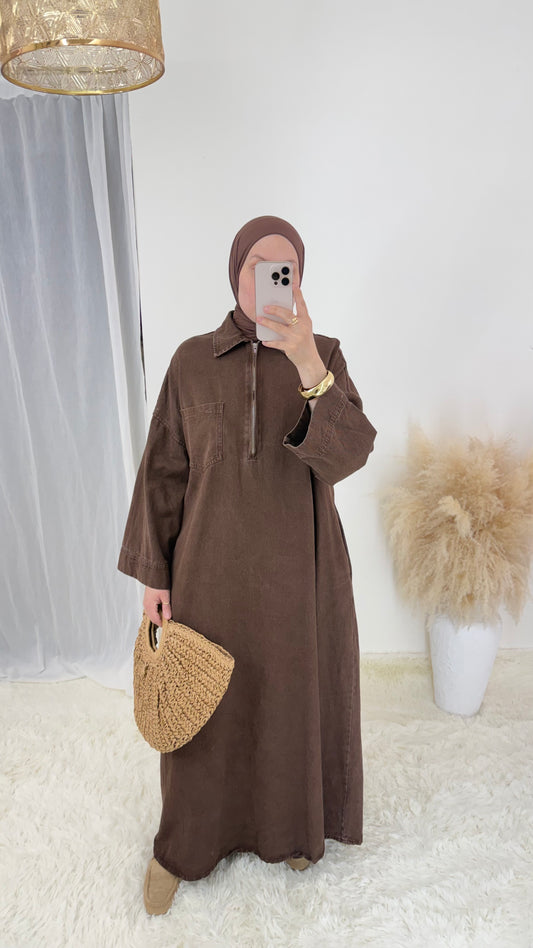 Abaya Denim Oversize | Chocolat