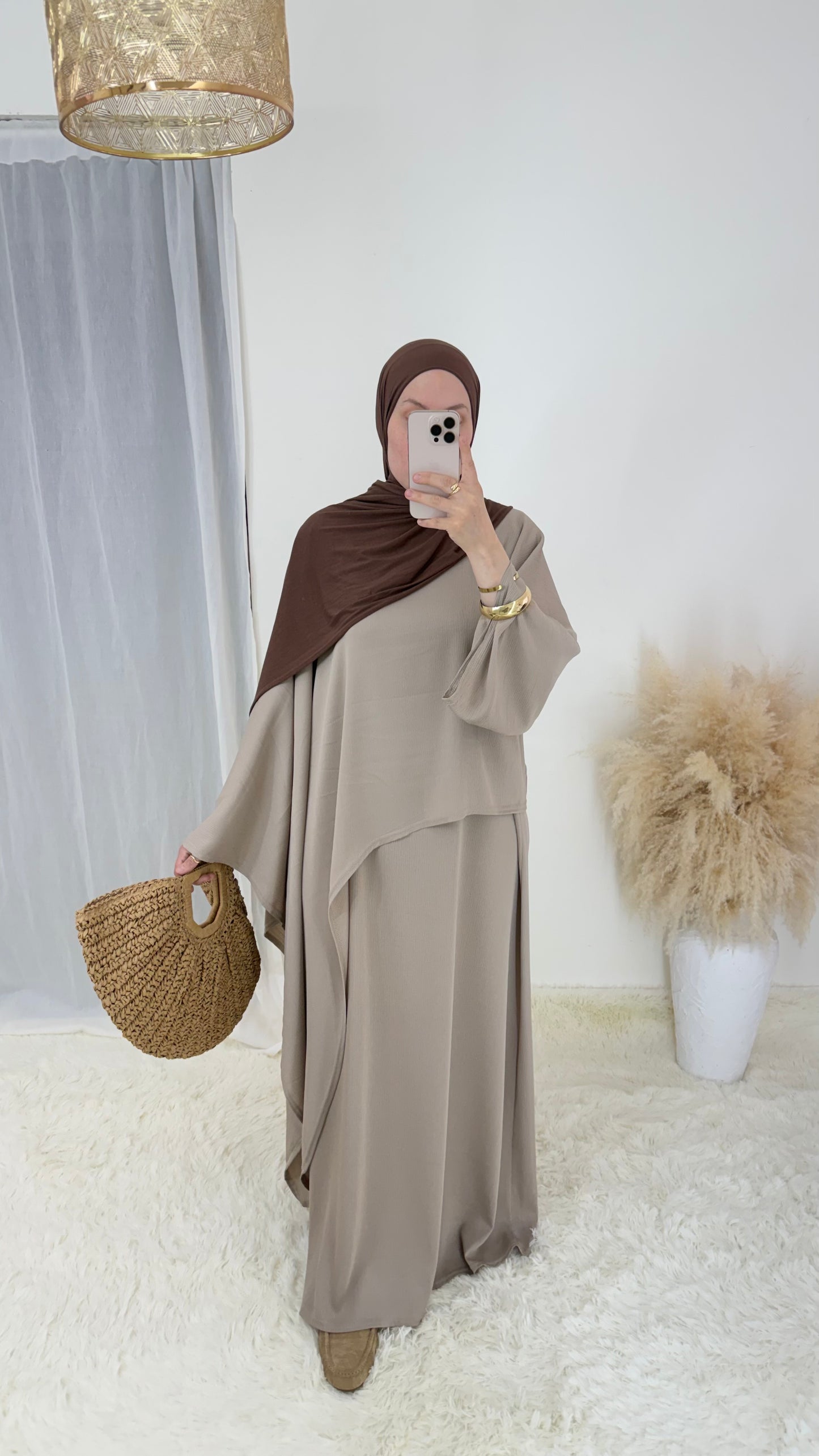 Ensemble robe & haut asymétrique Doria |Taupe