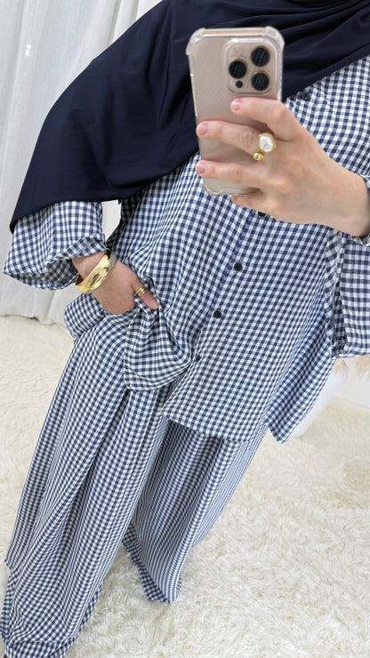 Ensemble Vichy | Bleu nuit & blanc