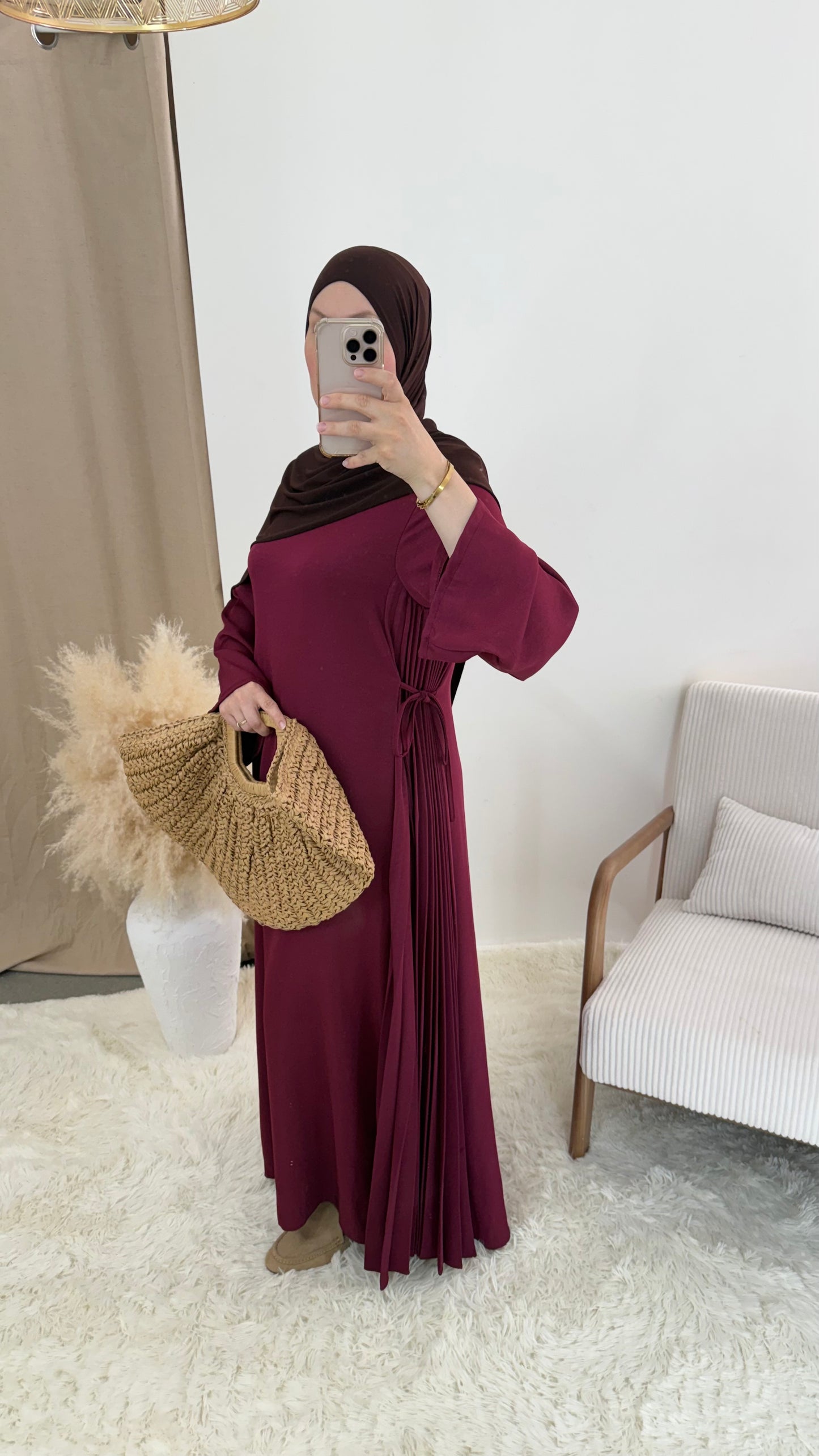 Abaya Plissé | Framboise