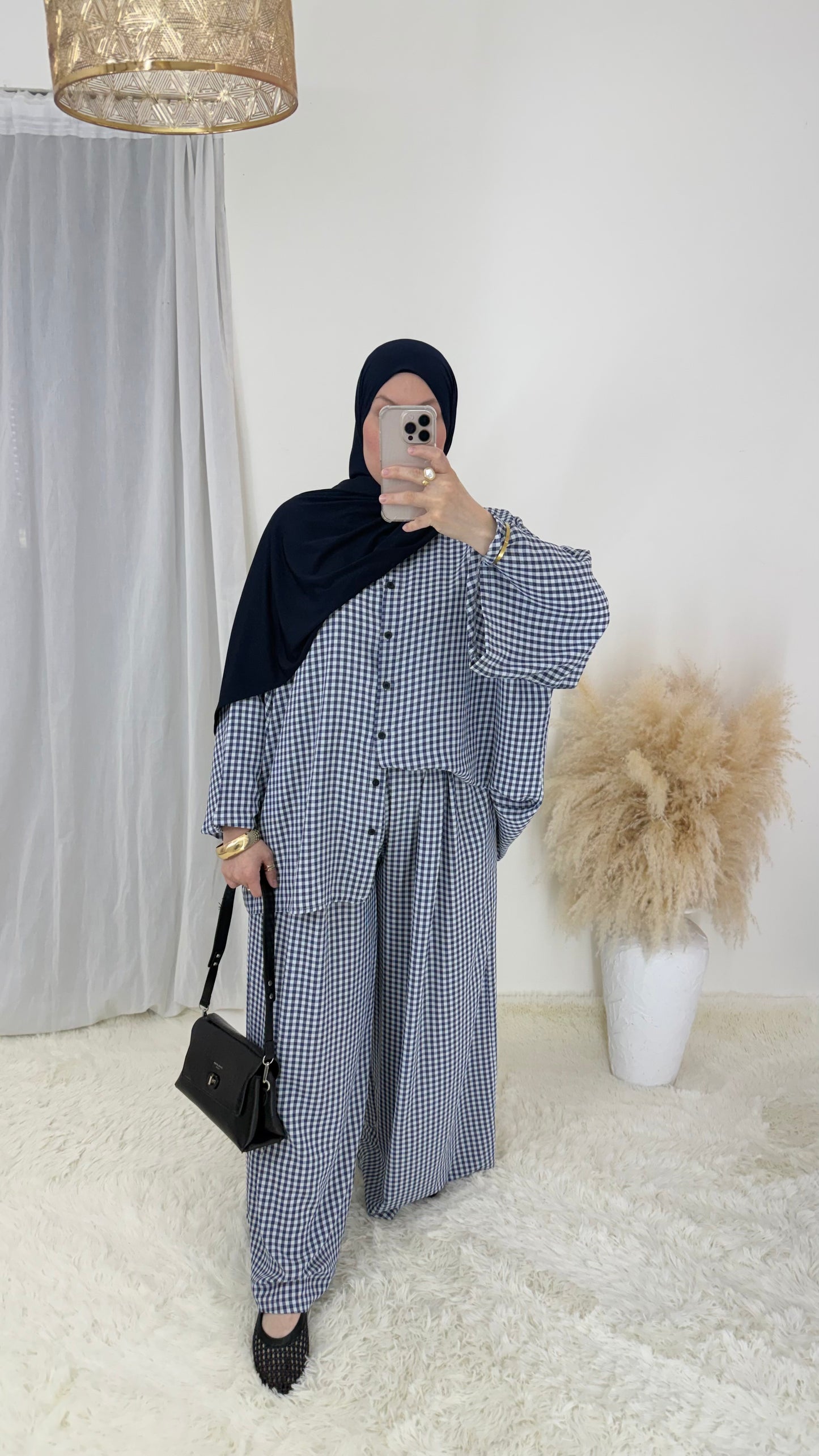 Ensemble Vichy | Bleu nuit & blanc