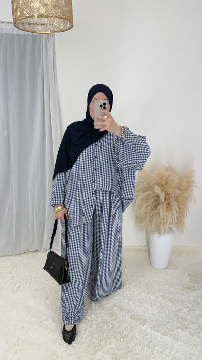 Ensemble Vichy | Bleu nuit & blanc