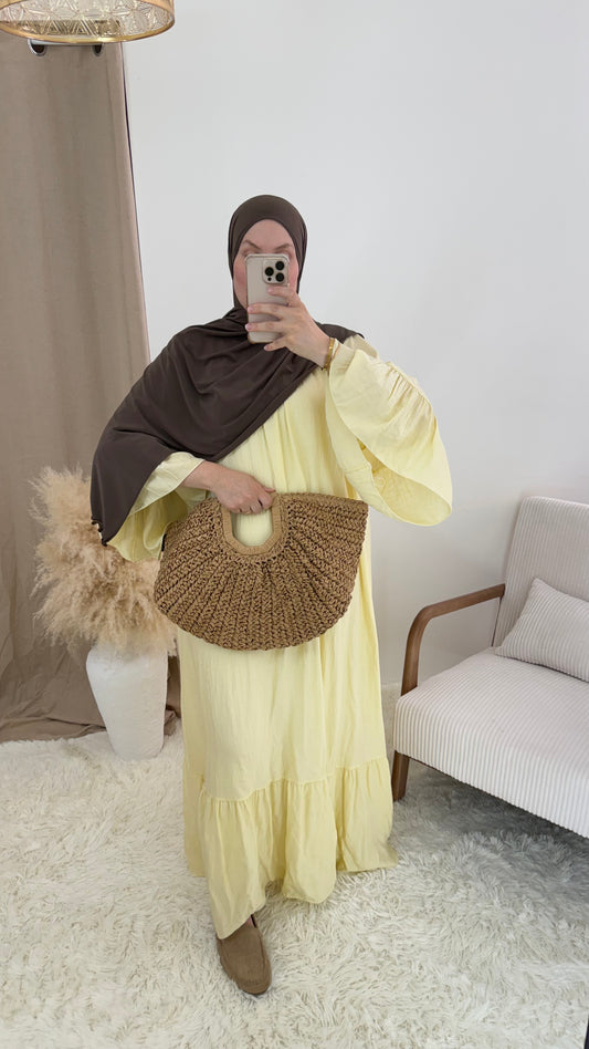Abaya Bohème | Jaune pastel
