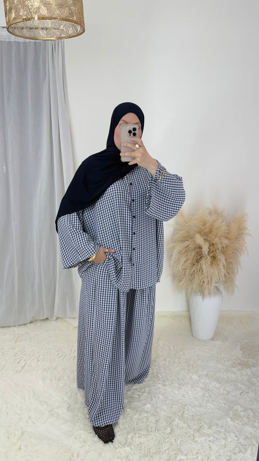 Ensemble Vichy | Bleu nuit & blanc