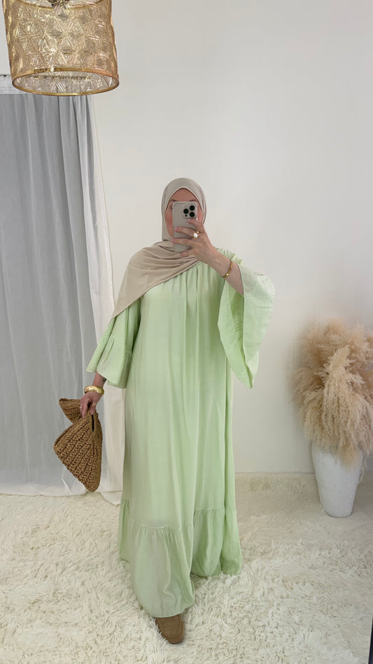 Abaya Bohème | Vert Pastel