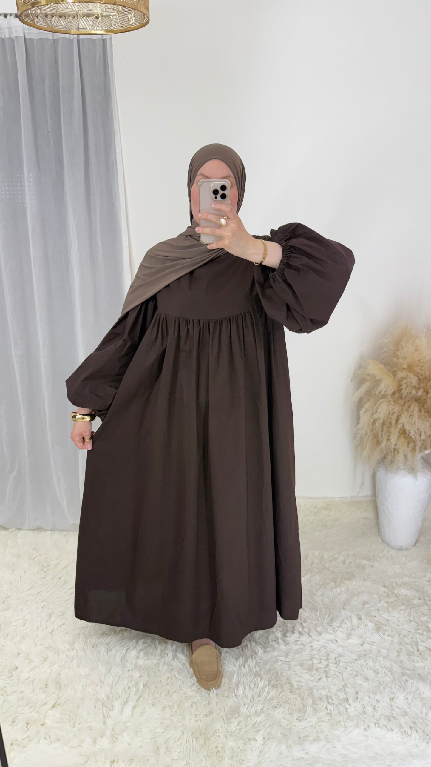 Robe ballon 100% coton | chocolat