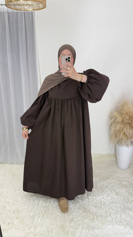 Robe ballon 100% coton | chocolat