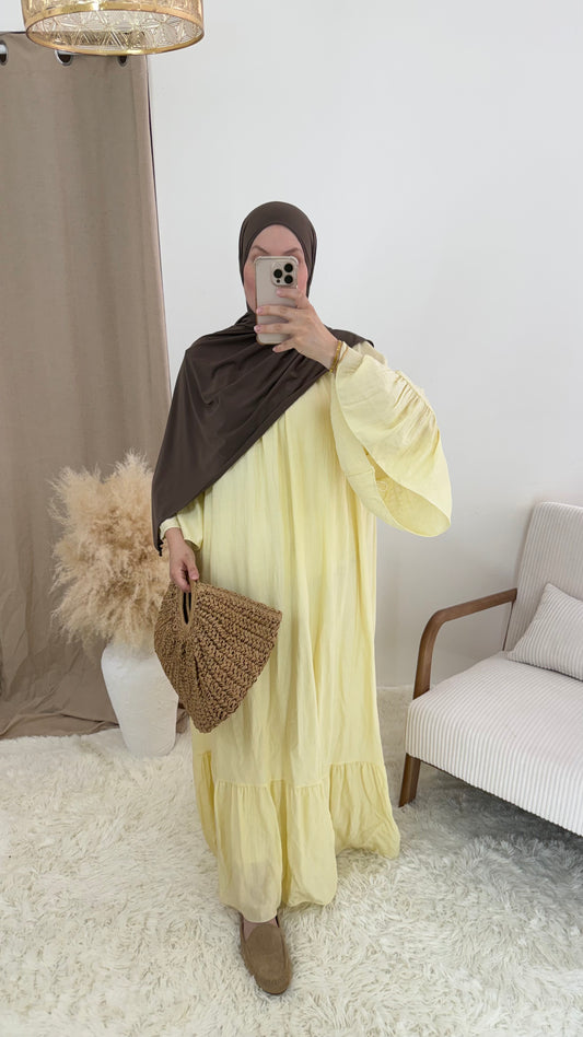 Abaya Bohème | Jaune pastel