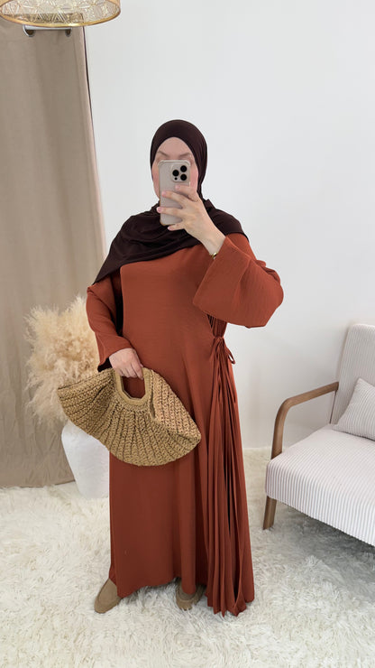 Abaya plissé | Brique