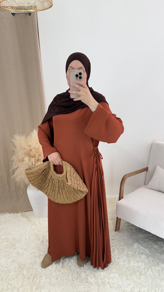 Abaya plissé | Brique