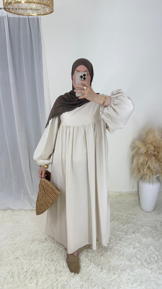 Robe ballon 100% coton | Crème
