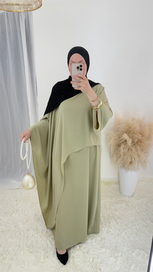 Ensemble robe & haut asymétrique Doria | Vert Pastel
