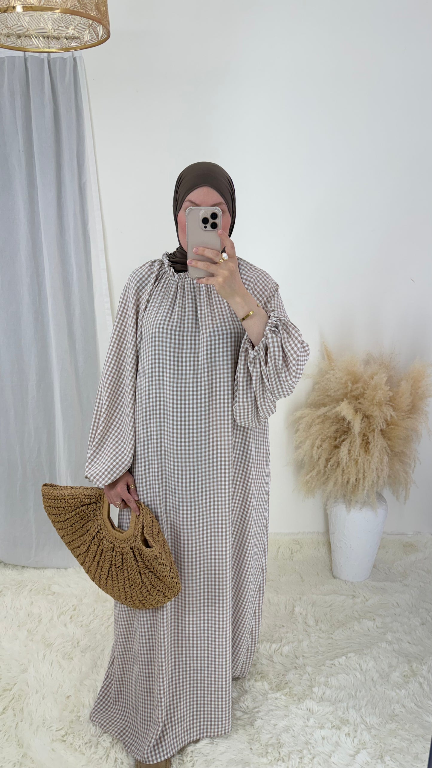 Abaya Vichy | Taupe