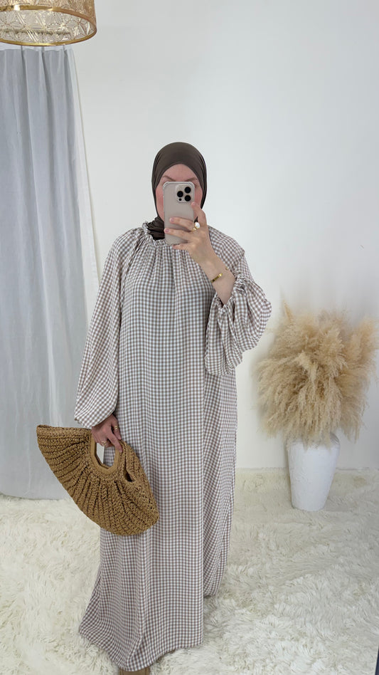 Abaya Vichy | Taupe