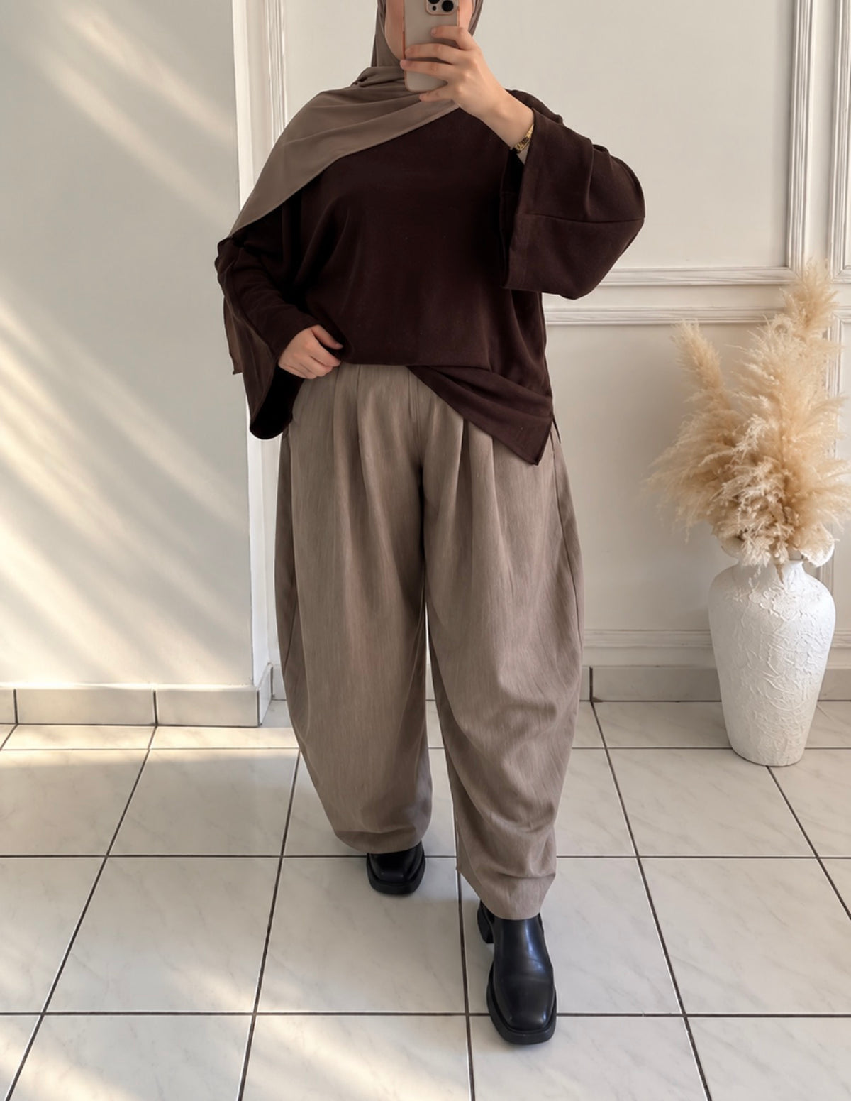 Pantalon Barrel | Taupe