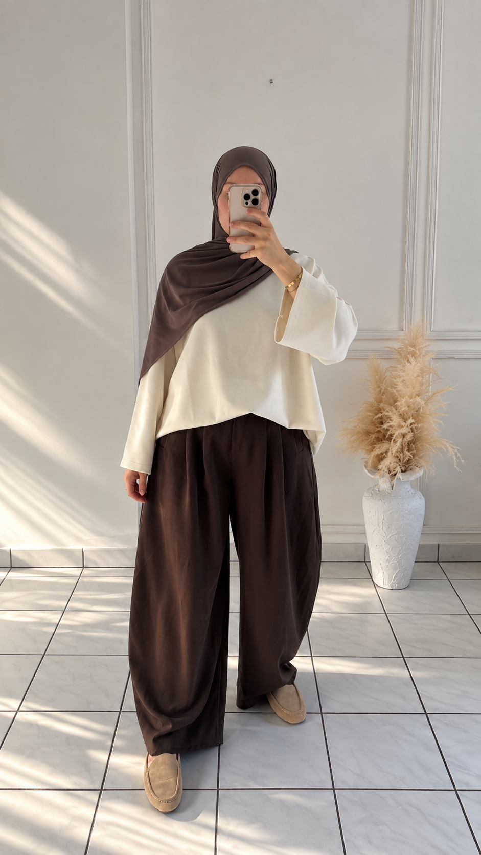 Pantalon Barrel | Chocolat